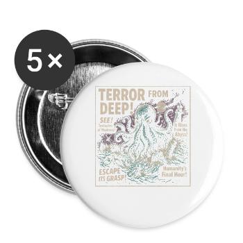 Terreur des profondeurs Kraken Affiche de film Halloween - Lot de 5 grands badges (56 mm) - blanc - Devant