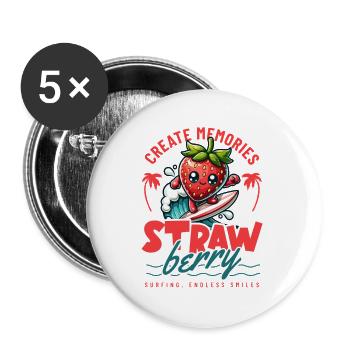 Souvenirs de surfeur à la fraise - Lot de 5 grands badges (56 mm) - blanc - Devant