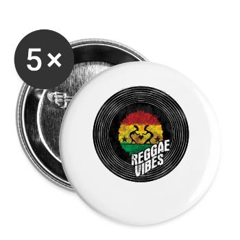 Reggae Vibes Logo Circle - Buttons large 2.2''/56 mm (5-pack) - white - Front