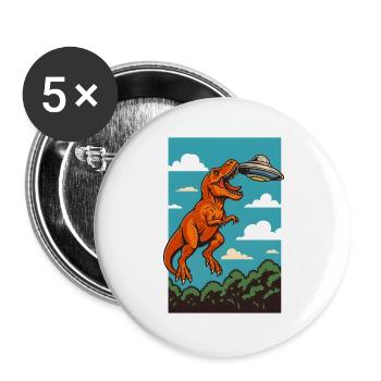 T Rex attrapant une rencontre avec le ciel d’OVNI - Lot de 5 grands badges (56 mm) - blanc - Devant
