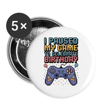 Birthday Gamer Fun Gaming Quote - Buttons large 2.2''/56 mm (5-pack) - white - Front