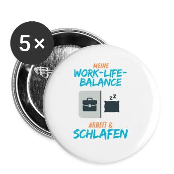 My Work-Life Balance: Work & Sleep - Buttons large 2.2''/56 mm (5-pack) - white - Front