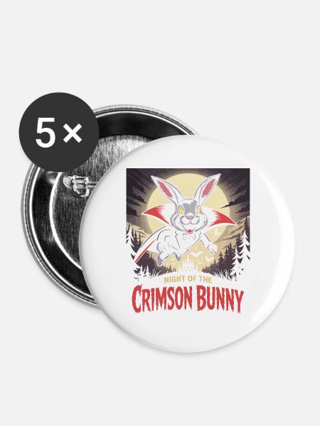 Nacht des Crimson Bunny - Hasendesign - Buttons groß 56 mm (5er Pack) - Weiß