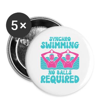 Synchronschwimmen Kunstschwimmen Wassersport - Buttons groß 56 mm (5er Pack) - Weiß - Vorne