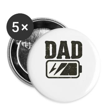 Icône de batterie de papa, père fatigué - Lot de 5 grands badges (56 mm) - blanc - Devant