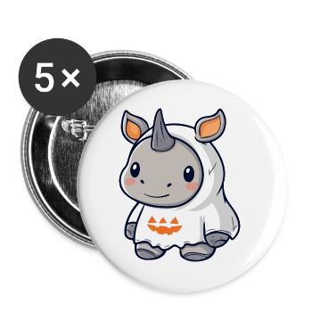 Rhinocéros Halloween fantôme - Lot de 5 grands badges (56 mm) - blanc - Devant