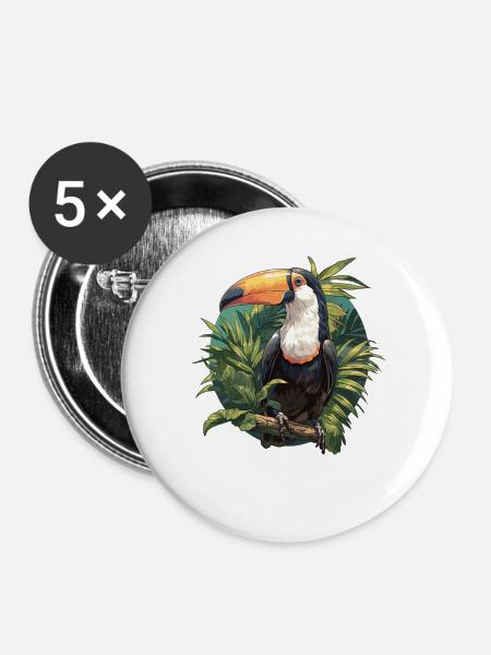 Tukane Tukan - Buttons groß 56 mm (5er Pack) - Weiß