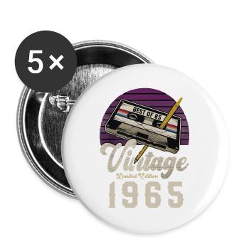 1965 Vintage Rétro Cadeau D'anniversaire - Lot de 5 grands badges (56 mm) - blanc - Devant