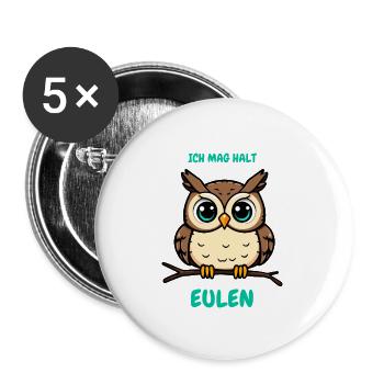 I Just Like Owls – Funny Saying Motif - Buttons large 2.2''/56 mm (5-pack) - white - Front