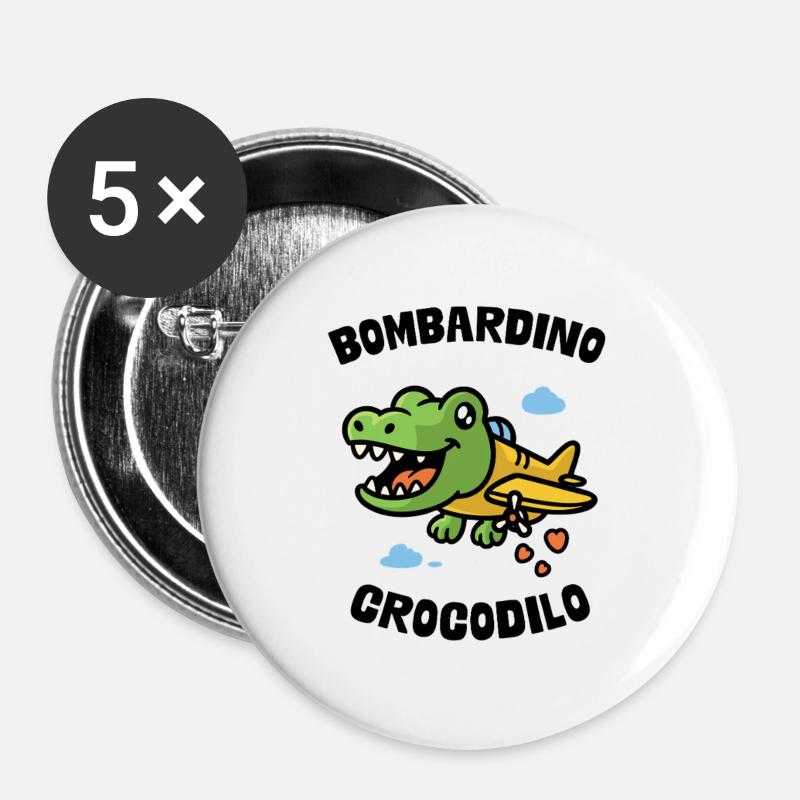 Bombardino crocodilo - Buttons large 2.2''/56 mm (5-pack) - white