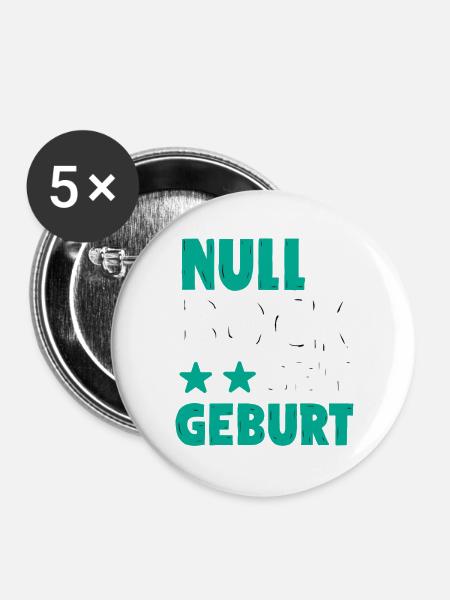 Null Bock seit Geburt | Lustiger Spruch - Buttons groß 56 mm (5er Pack) - Weiß