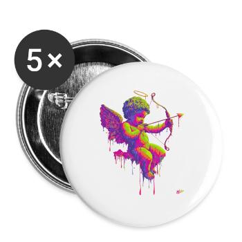 #NEon Cupid - Buttons large 2.2''/56 mm (5-pack) - white - Front
