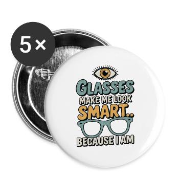 Optometrist Glasses Make Me Look Smart Eye Doctor - Buttons groß 56 mm (5er Pack) - Weiß - Vorne