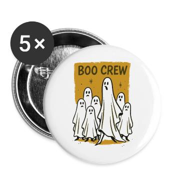 Boo Crew Halloween Lustiger Spruch Geister - Buttons groß 56 mm (5er Pack) - Weiß - Vorne