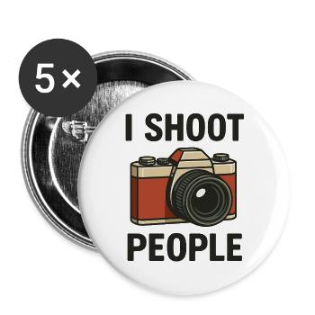 I Shoot People Kamera Cartoon - Buttons groß 56 mm (5er Pack) - Weiß - Vorne