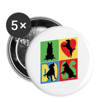 Dogs I Love Dogs Silhouettes Dog Mom Dog Dad - Buttons large 2.2''/56 mm (5-pack) - white - Front