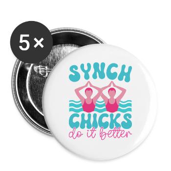 Natation synchronisée Natation artistique Sports nautiques - Lot de 5 grands badges (56 mm) - blanc - Devant