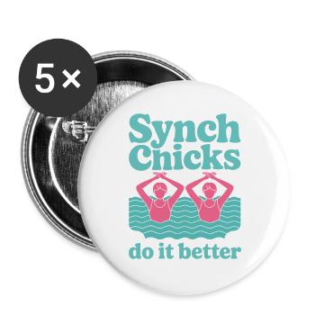 Synchronschwimmen Kunstschwimmen Wassersport - Buttons groß 56 mm (5er Pack) - Weiß - Vorne