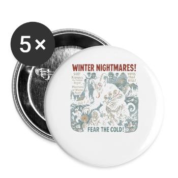 Winter Nightmares Krampus Filmplakat Halloween - Buttons groß 56 mm (5er Pack) - Weiß - Vorne