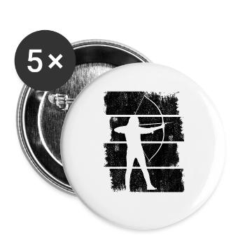 Bogensport Zeichnung - Buttons groß 56 mm (5er Pack) - Weiß - Vorne