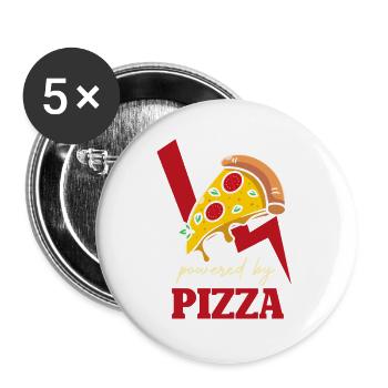 Power Pizza Blitz-Logo - Buttons groß 56 mm (5er Pack) - Weiß - Vorne