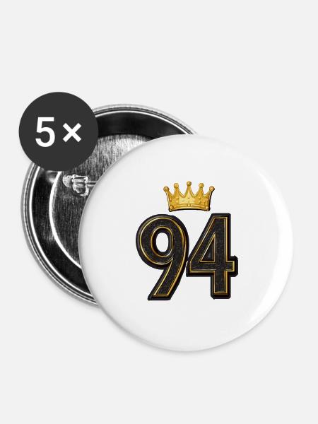 94 Zahl Krone - Buttons groß 56 mm (5er Pack) - Weiß