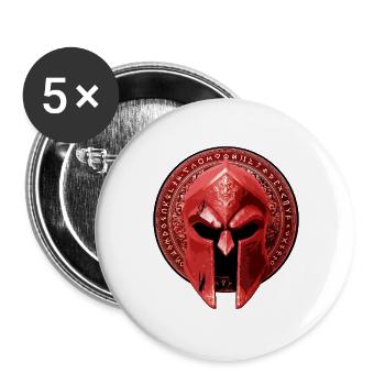 Spartaner Helm Gladiator Rot - Buttons groß 56 mm (5er Pack) - Weiß - Vorne