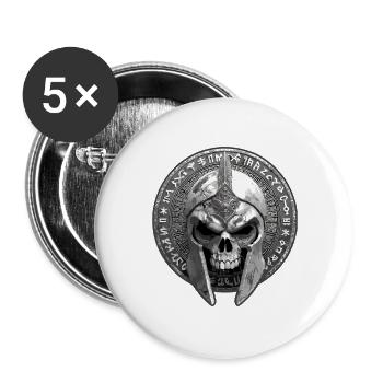 Spartiate squelette gladiateur crâne - Lot de 5 grands badges (56 mm) - blanc - Devant