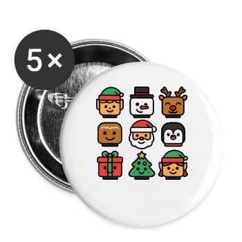 Noël Blocs de construction Chefs Jeunesse Enfant Noël - Lot de 5 grands badges (56 mm) - blanc - Devant