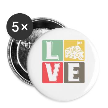 CheeseLove Pop Art Square - Buttons large 2.2''/56 mm (5-pack) - white - Front