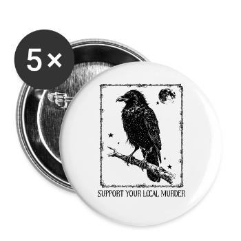Support your local Murder - Crow - Buttons large 2.2''/56 mm (5-pack) - white - Front