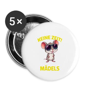 No time, I have to go to my girls' mouse sayings - Buttons large 2.2''/56 mm (5-pack) - white - Front