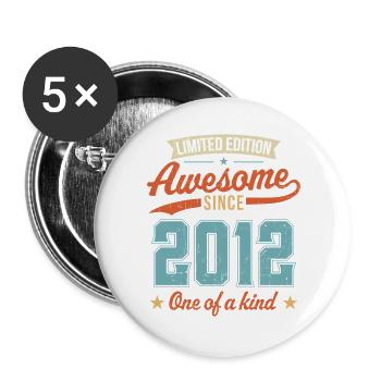 Génial depuis 2012 - Lot de 5 grands badges (56 mm) - blanc - Devant