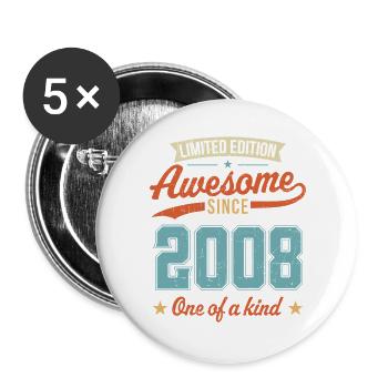Génial depuis 2008 - Lot de 5 grands badges (56 mm) - blanc - Devant