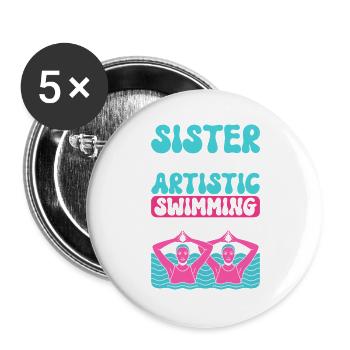 Natation synchronisée Natation artistique Sports nautiques - Lot de 5 grands badges (56 mm) - blanc - Devant