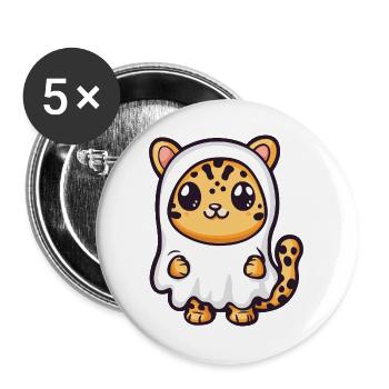 Léopard Halloween fantôme - Lot de 5 grands badges (56 mm) - blanc - Devant