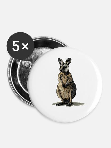 Wallabys Wallaby - Buttons groß 56 mm (5er Pack) - Weiß