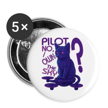 Futuristic Cat Drone Pilot – Sci-Fi Cats S - Buttons large 2.2''/56 mm (5-pack) - white - Front