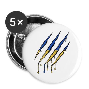 Griffe de drapeau de l’Ukraine - Griffe de griffe - Lot de 5 grands badges (56 mm) - blanc - Devant
