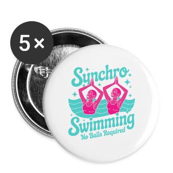 Synchronschwimmen Kunstschwimmen Wassersport - Buttons groß 56 mm (5er Pack) - Weiß - Vorne