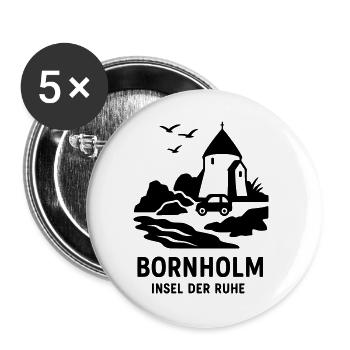 Bornholm Insel der Ruhe Dänemark - Buttons groß 56 mm (5er Pack) - Weiß - Vorne