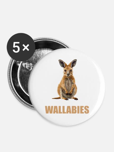 Wallabys Wallaby - Buttons groß 56 mm (5er Pack) - Weiß