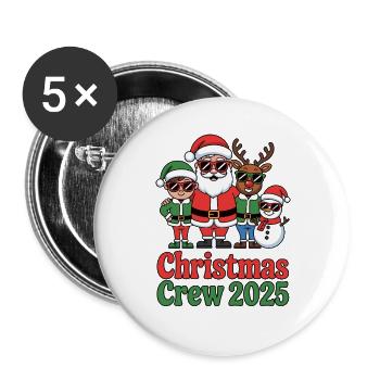 Weihnachts Crew 2025 - Buttons groß 56 mm (5er Pack) - Weiß - Vorne