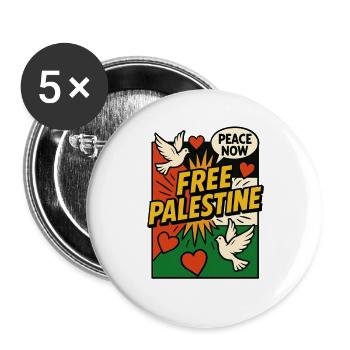 Free Palestine - Frieden und Solidarität Pop Art - Buttons groß 56 mm (5er Pack) - Weiß - Vorne