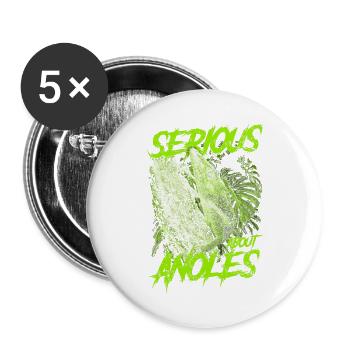 Ernsthaft über den kubanischen Ritter Anolis Reptilienhalter - Buttons groß 56 mm (5er Pack) - Weiß - Vorne