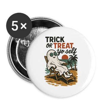 Trick Or Treat Yo Self Halloween Dicton drôle - Lot de 5 grands badges (56 mm) - blanc - Devant