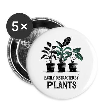 Easily Distracted by Plants - Buttons large 2.2''/56 mm (5-pack) - white - Front