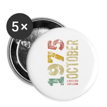 Limited Edition October 1975 Birthday Gift - Buttons large 2.2''/56 mm (5-pack) - white - Front