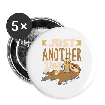 Loutre de mer dessin animé jeu de mots drôle loutre - Lot de 5 grands badges (56 mm) - blanc - Devant