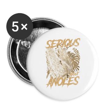 Ernsthaft über den kubanischen Ritter Anolis Reptilienhalter - Buttons groß 56 mm (5er Pack) - Weiß - Vorne
